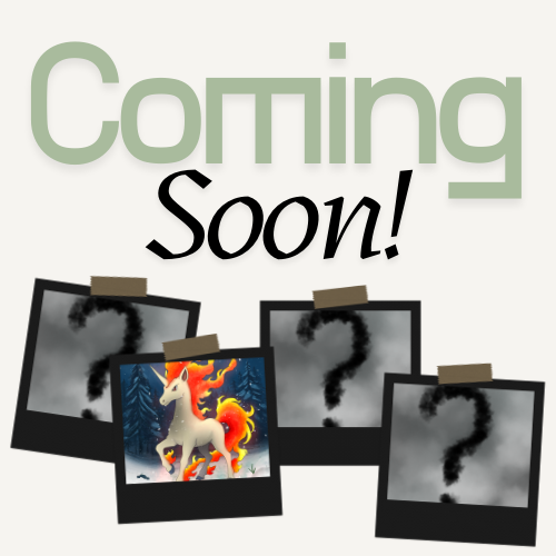 Promotional graphic with 'Coming Soon!' text and a placeholder image of a Rapidash Pokémon.