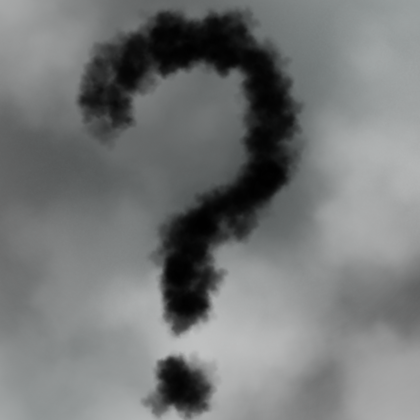 Black question mark on a gray background