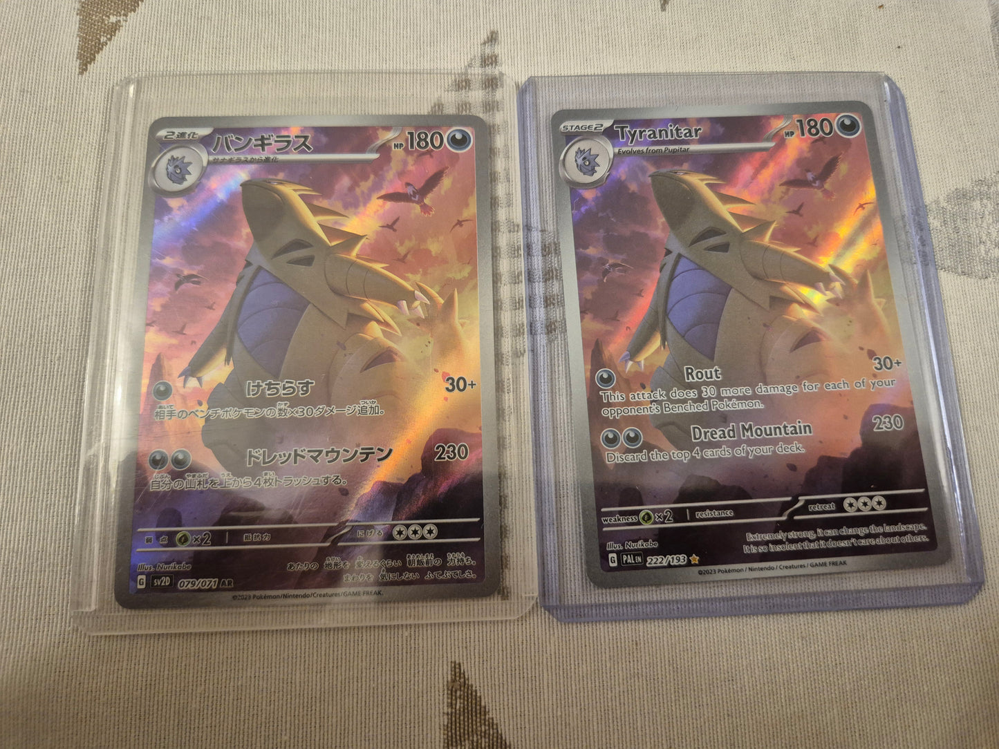 Tyranitar's - 222/193 & 079/071 - SV Paldea Evolved & Japanese Clay Burst